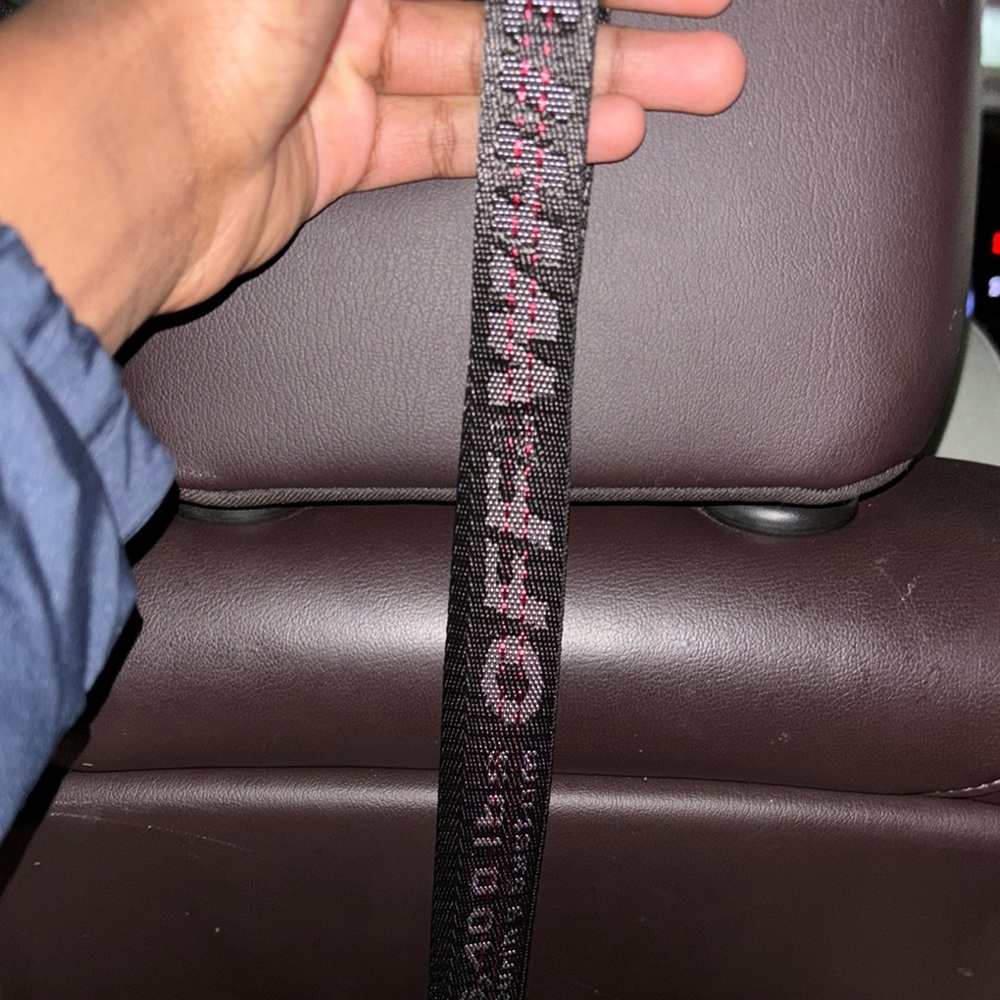 Off-White Black Strap with Pink Text